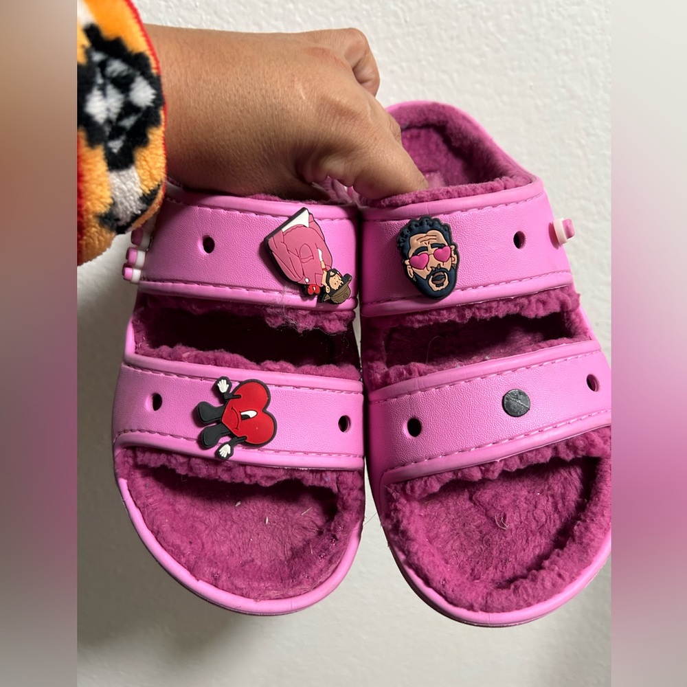 Pink bad bunny crocs size 7